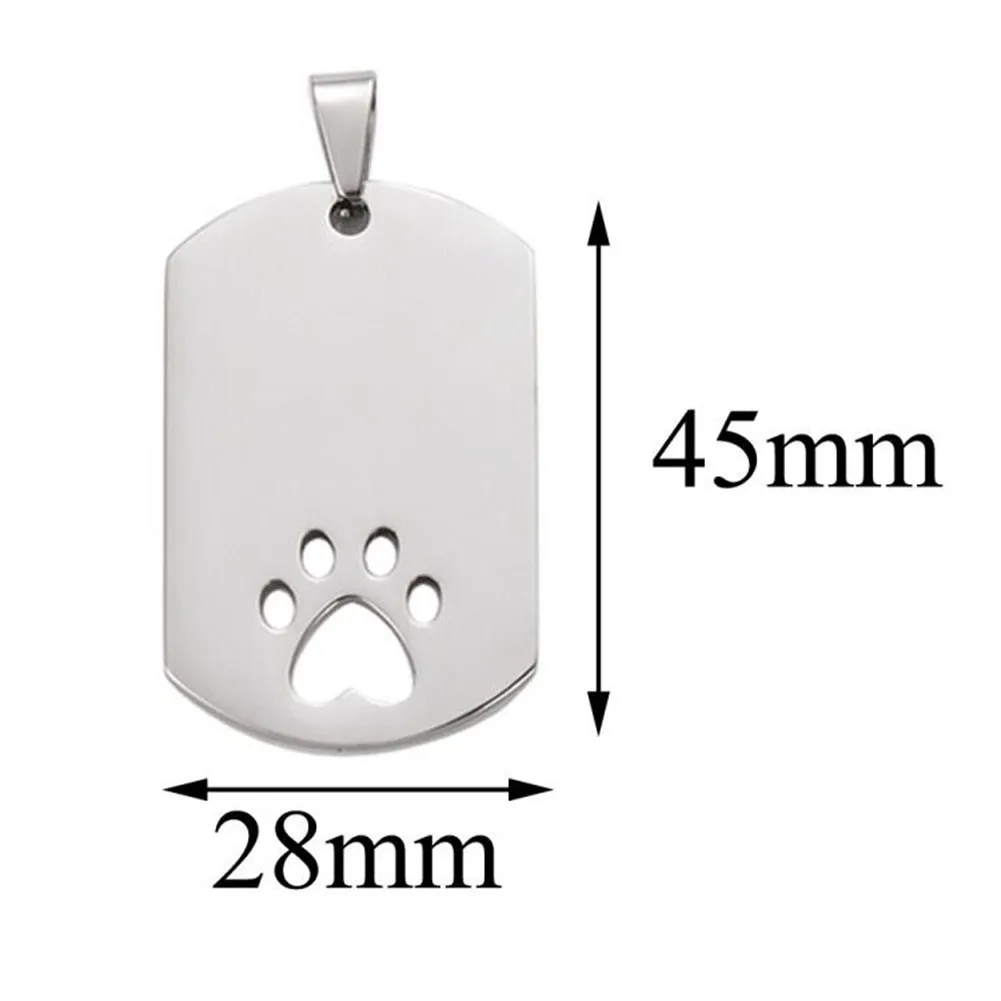 10pcs Wholesale Stainless Steel Pet ID Blank Rectangle Dog Tags Pendant Necklace Jewelry Findings Hypollergenic 28x45mm
