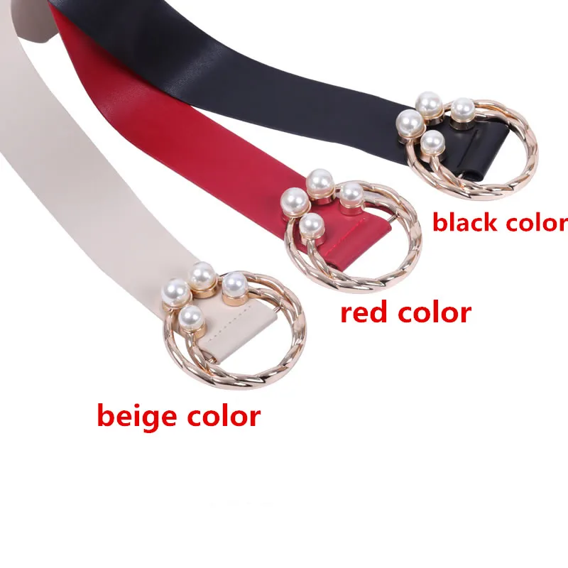 Women belts HOT soft faux leather long wide waistbands for dress coat gold circle pearl big buckle knot cummerbunds girl gifts