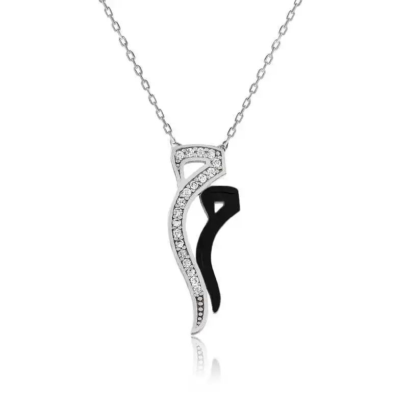 Silver Mime Lady Necklace Zircon Stone 925 Sterling Women Fine Jewelry Wedding Party Birthday Gift - Box - Pendant - Chain Choker - Female - Ladies - Fashion