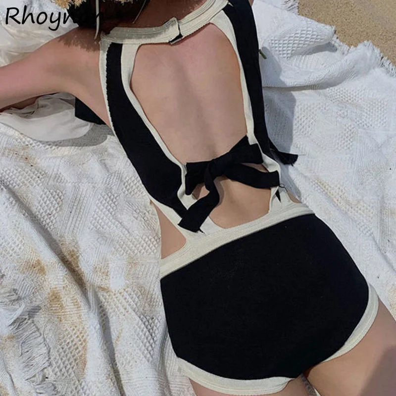 

Cover-ups Women Hollow Out Sexy Simple Trendy Popular Elasticity Beach Swimwear Sleeveless Elegant Bathing Ladies Ulzzang Ins