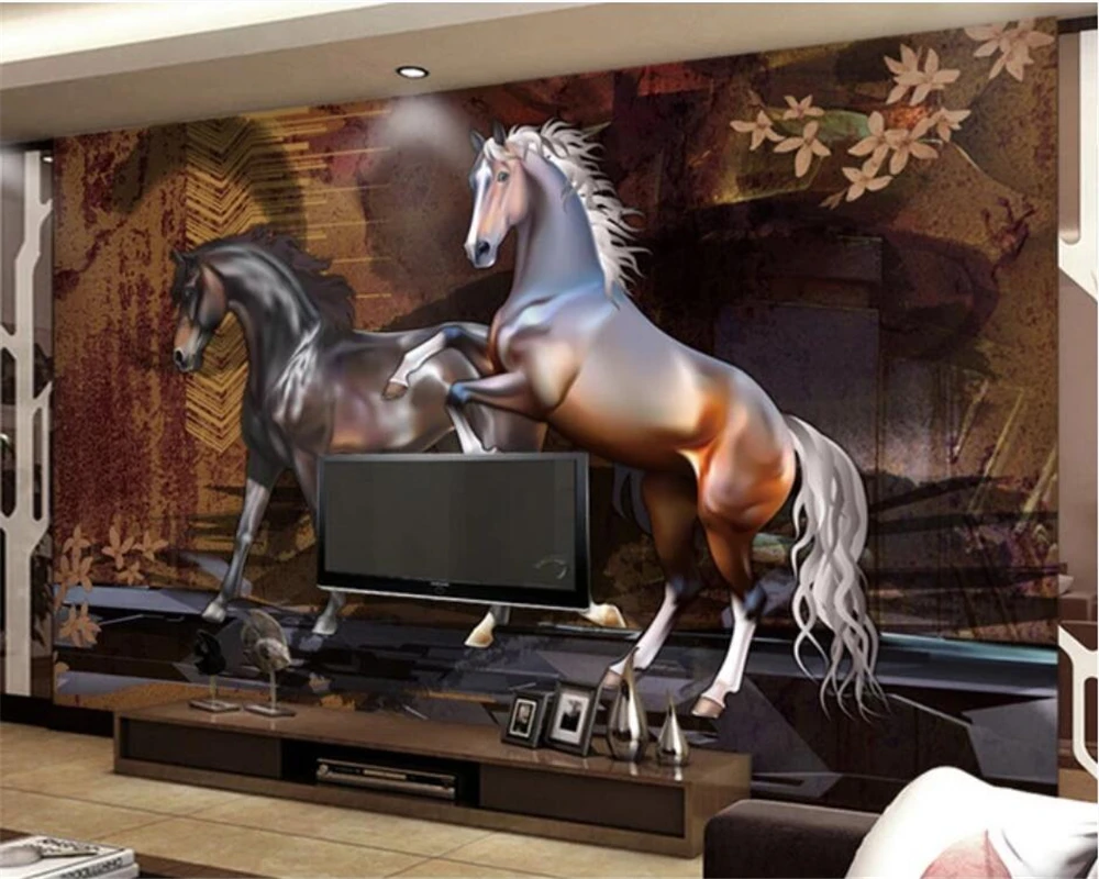 Custom wallpaper 3D обои stereo horse to success horse mural relief living room bedroom TV background wall paper Papel de parede