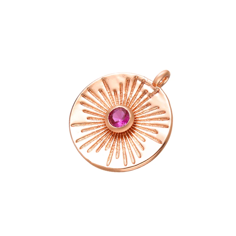 ZHUKOU 14x17mm brass round necklace pendant for women DIY handmade necklace earrings jewelry accessories making model: VD669
