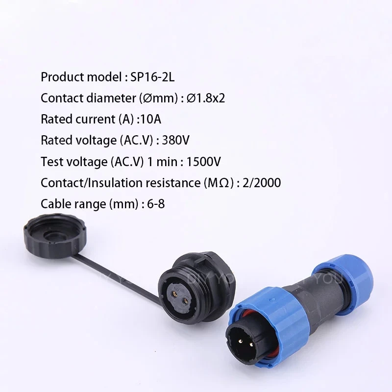 SP16 Waterproof Back Nut Connector Male Plug & Female Socket 2/3/4/5/6/7/8/9 Pin IP68 Wire Cable Connector  Aviation Plug