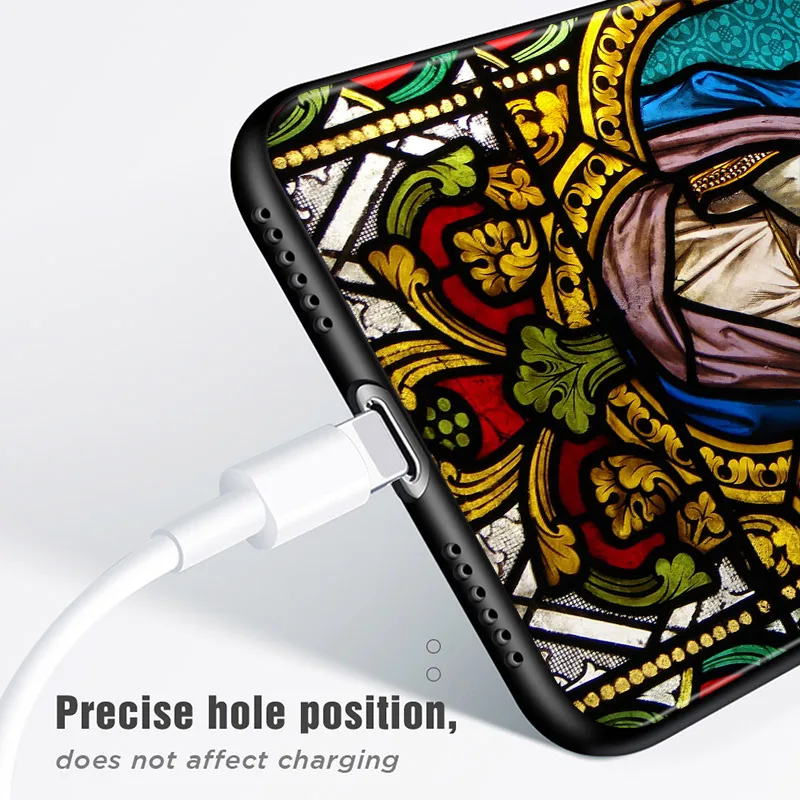 Virgin Mary Christian For Apple iPhone 15 14 13 12 11 Pro Max Mini XS X XR 7 8 6 Plus 5S Silicone Black Phone Case