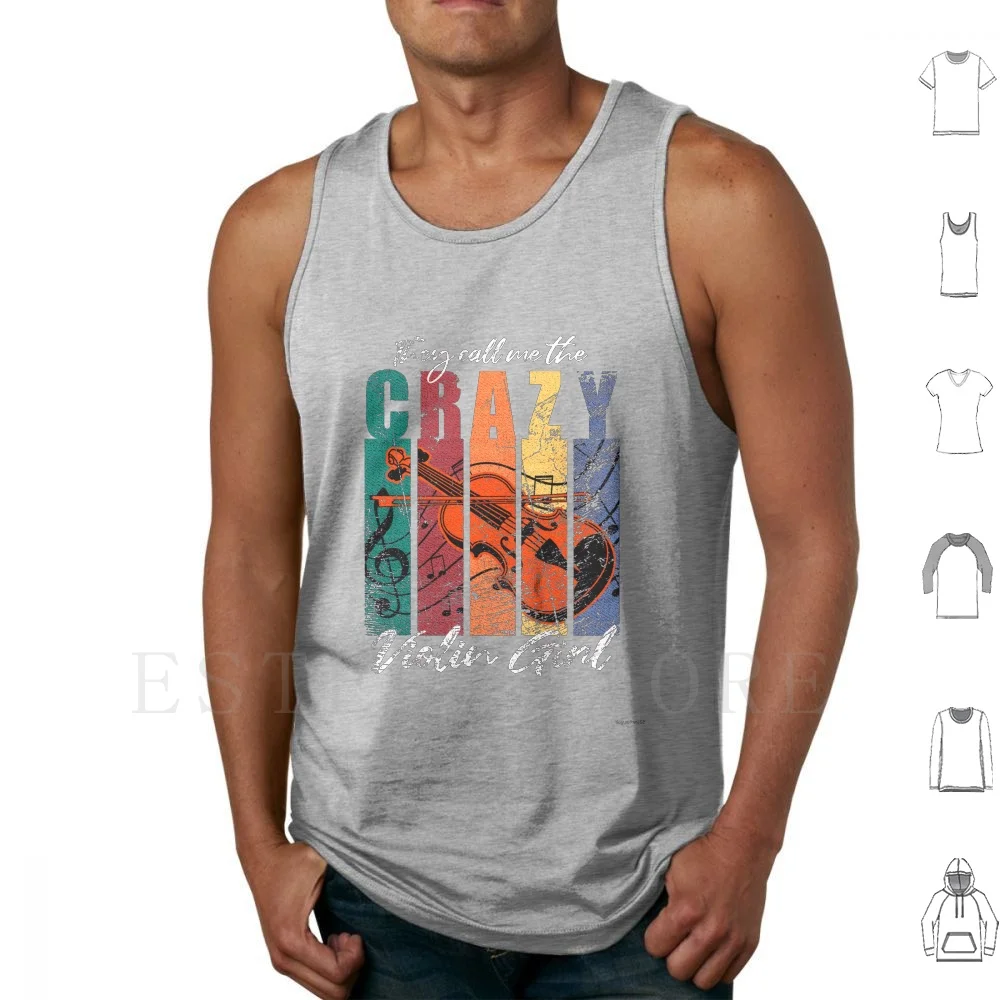Retro Violiln Violinist Gift Tank Tops Vest Sleeveless Violin Clef Violinist String Instrument Instrument Classical