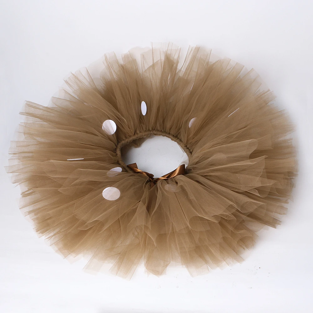 Fluffy Brown Deer Girl Tutu Skirt Christmas Costume Kids Reindeer Tulle Skirt for Halloween Carnival Children Outfit 1-14 Years