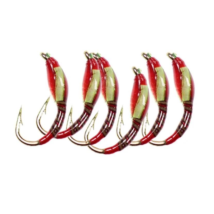 3/6/12/18Pcs Fly Fishing Lures Chironomid Midge Pupa Nymph Trout Flies Fly Fishing Hook 10# Caddis Larva