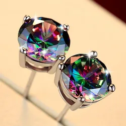 Crystal From Fashion Genuine 925 Sterling Silver Stud Earrings For Women Wedding Fine Jewelry Gifts sterling silver earrings