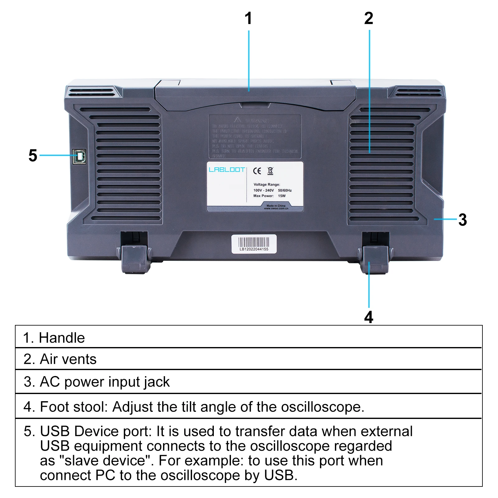 LB1102 Digtal Storage Oscilloscope 2-Channel 110MHZ Bandwidth 1GS/s High Accuracy Portable Oscilloscope