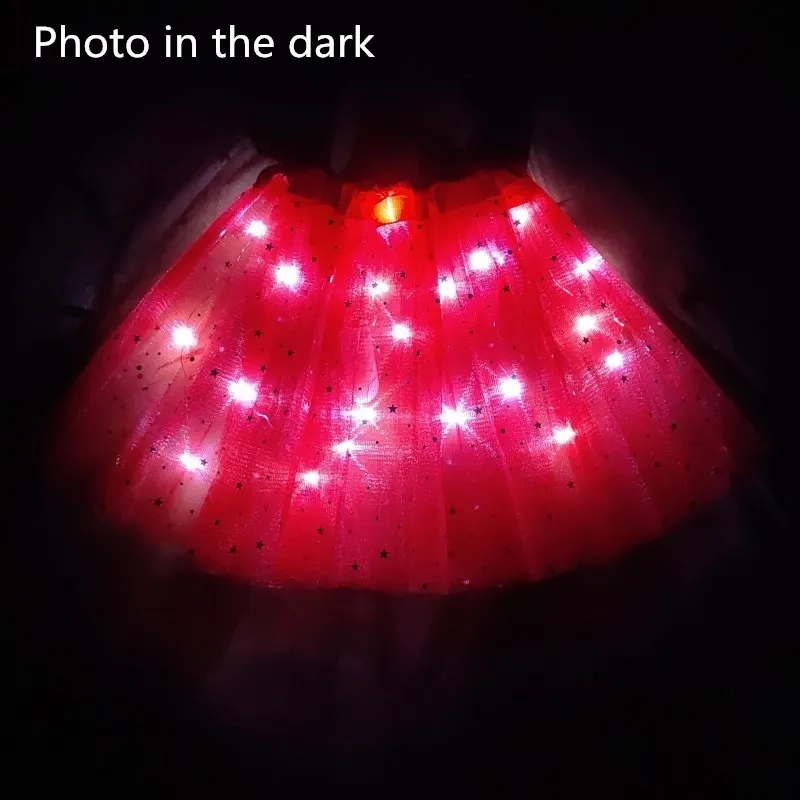 Luz Brilhante Infantil Princesa Tutu Saias, Pano Infantil, Festa de Casamento, Fato de Minissaia Dançante, Roupas Cosplay, 2