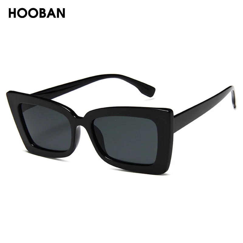 HOOBAN Vintage Rectangle Women Men Sun Glasses Fashion Cateye Brand designer Sunglasses Female Male Retro Outdoor Eyewear