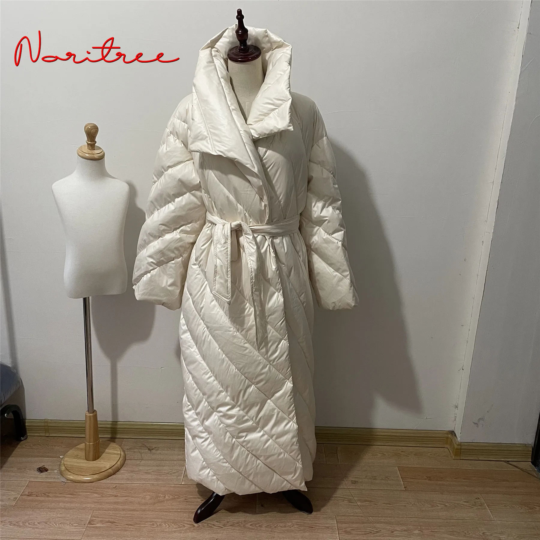 Abrigo de plumón de pato para mujer, Parkas gruesas y mullidas, largas y cálidas, a prueba de viento, wy434, invierno-30 ℃, 130cm