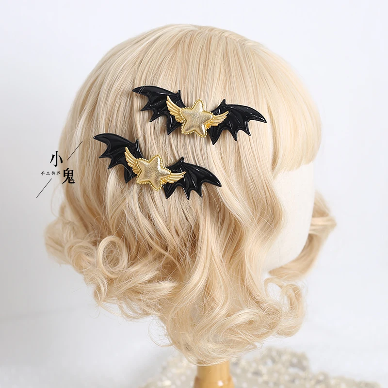 Original Design Halloween Dark Witch Hat Lolita Hair Accessories Lolita Demon Bat Bowler Barrettes Side Clip