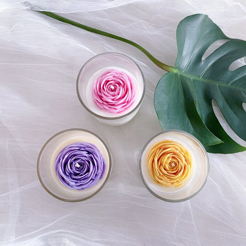 Aromatherapy Candle Mould Peony Flower 3D Silicone Mold for Scented Candle Soap Plaster DIY Peony Crafts Baking Decoration