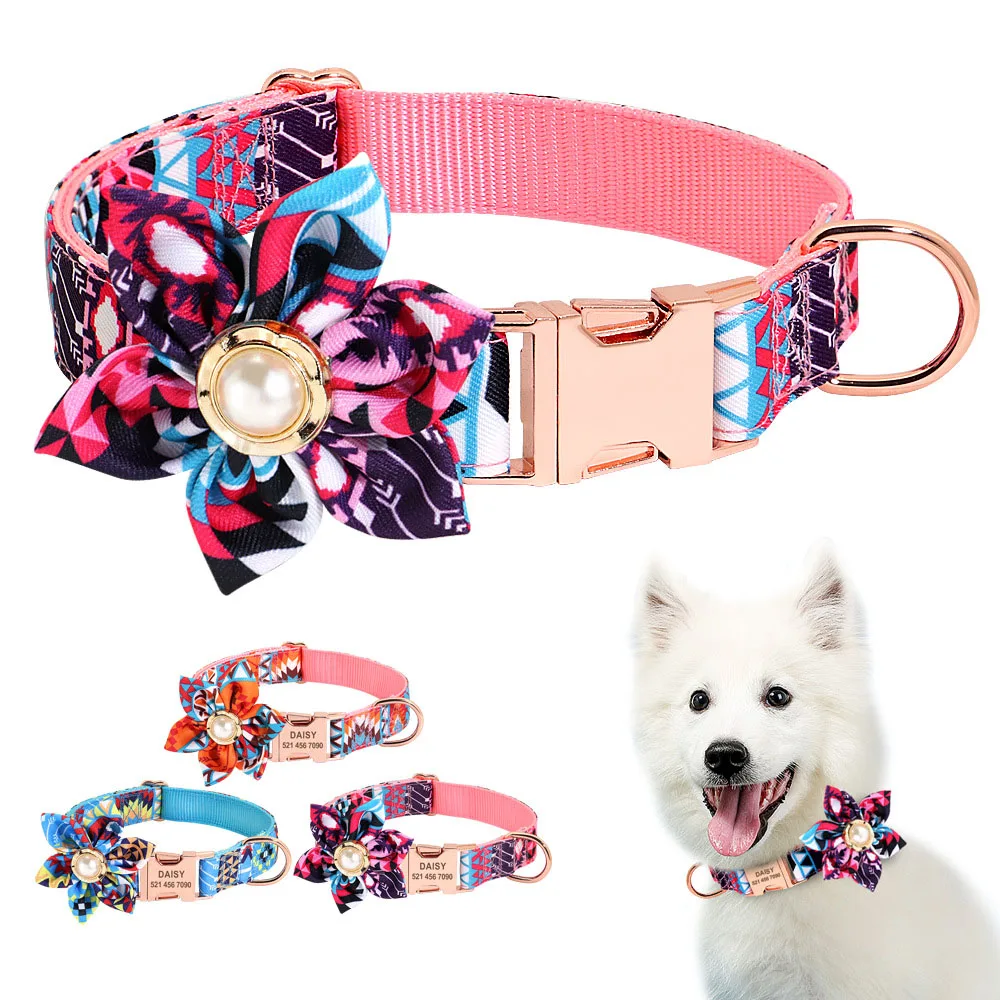 Flower Girl Dog Collar Comfortable Adjustable Soft Decoration Flower Puppy Pet Collar For Small Medium Large Dogs