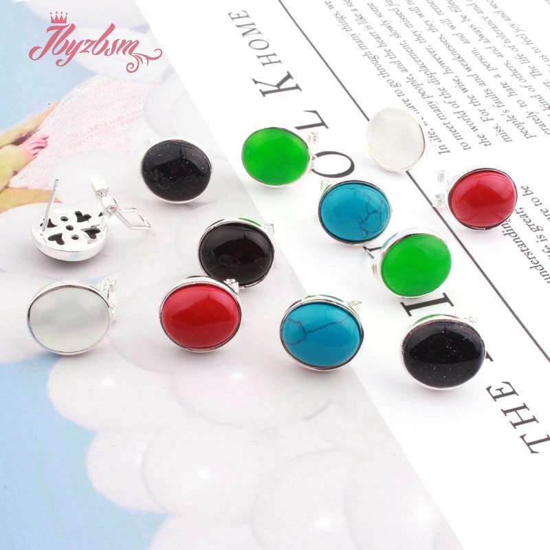 

10x12mm Oval Coral Agates Jades Natural Stone Beads Fashion Jewelry Hook Earring For Woman Christmas Valentine's Day Gift 1 Pair