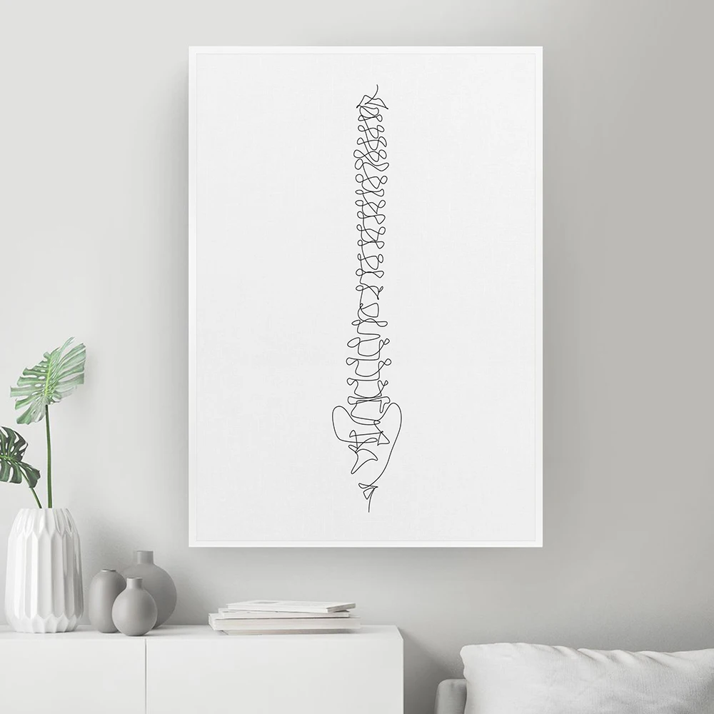 Spine Vertebrae Abstract Drawing Print Chiropractic Minimal Medical Art Canvas Painting Anatomy Gift Chiropractor Poster Decor