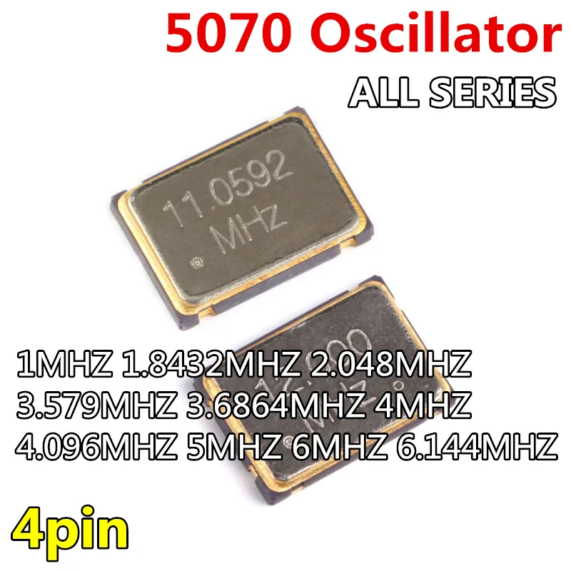 Cristaloscillador OSC 5070, oscilador de 4 pines, 5x7mm, 18.432M, 20MHZ, 22,5792 MHZ, 24MHZ, 24.576MHZ, 25M, 26MHZ, 27MHZ, 30MHZ, 32MHZ, 5 unidades