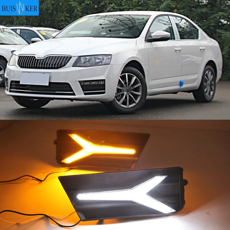 

For Skoda Octavia 2017 Car Accessories Waterproof 12V DRL Fog Lamp Decoration LED Daytime Running Light