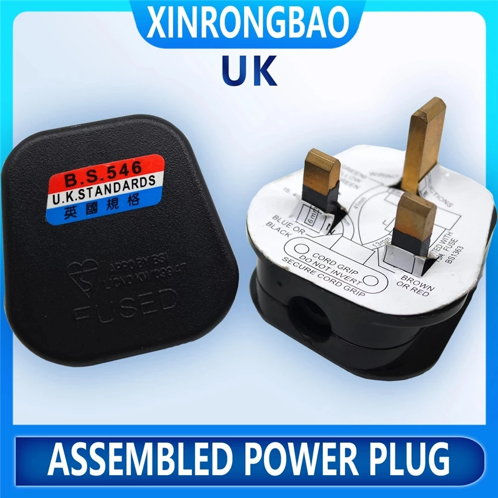 High Quality Black/White 3 Pin UK Mains Top Plug 13A Appliance Power Socket Fuse Adapter Household,British plug assembly type BK