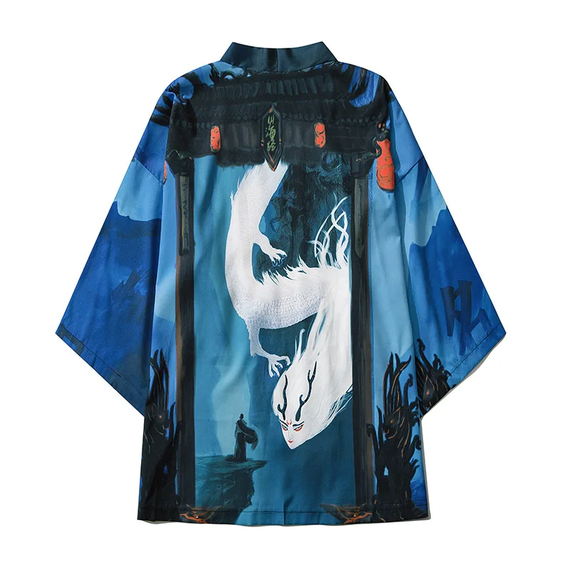 Traditional Kimono Japanese Style Samurai Clothing Male High-quality Daily Street Casual Color Matching Stand-up Collar Kimono