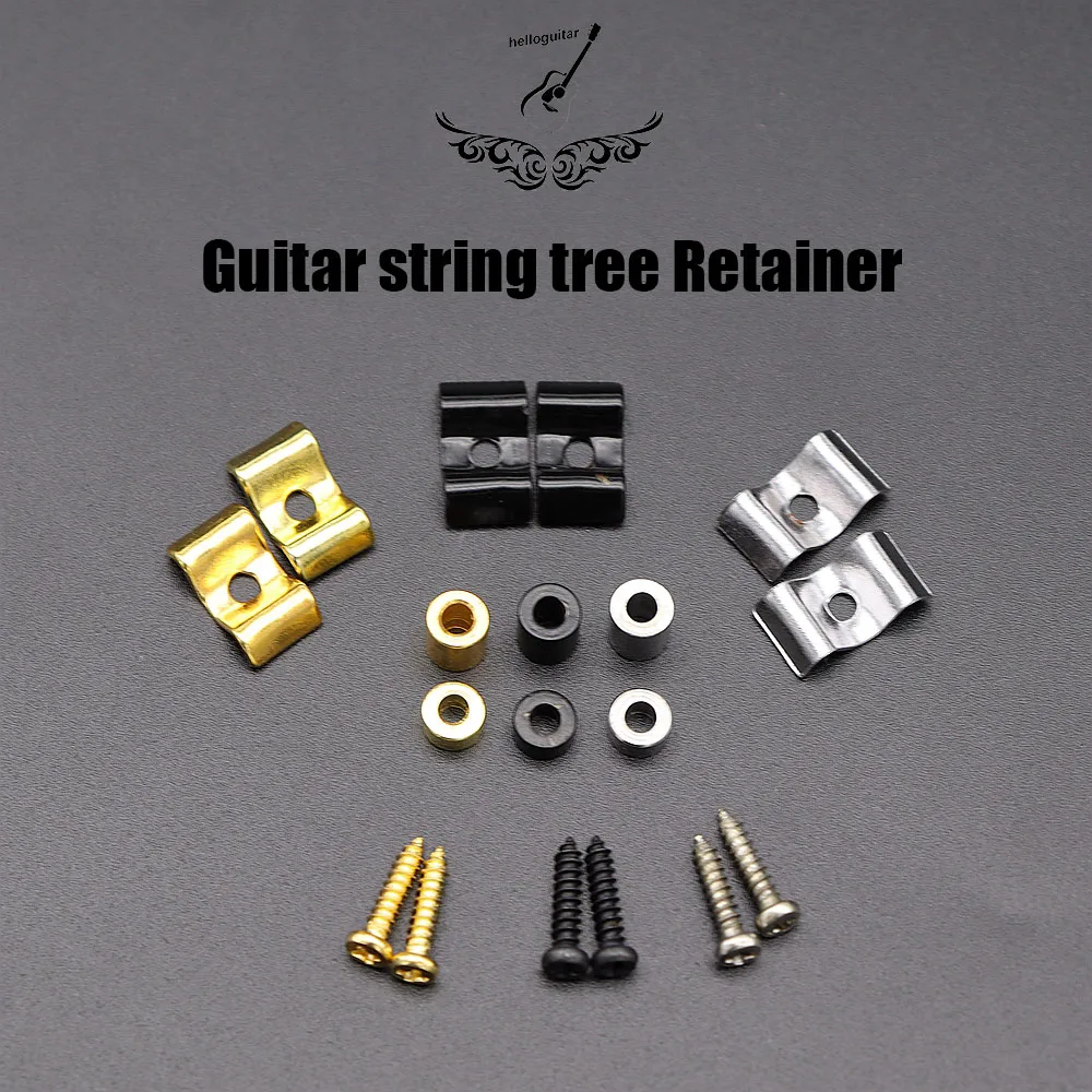 2set Guitar String Trees String Retainer Guides with Spacer Screw with Strat Tele Style Electric Guitar Bass Parts Replacement