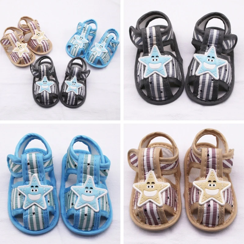 Newborn Cute Cotton Sandals Stripe Star soft sole Anti-slip Cotton Infant Toddler Soft Sole Shoes