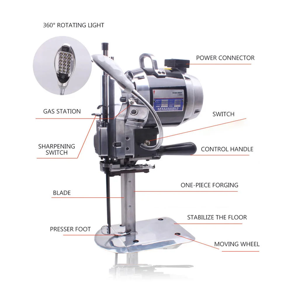 Industrial 10 Inches Cloth Cutting Machine 1100W 220V Straight Knife Electrical  ,Fabric Cutter,Automatic Knife Sharpening