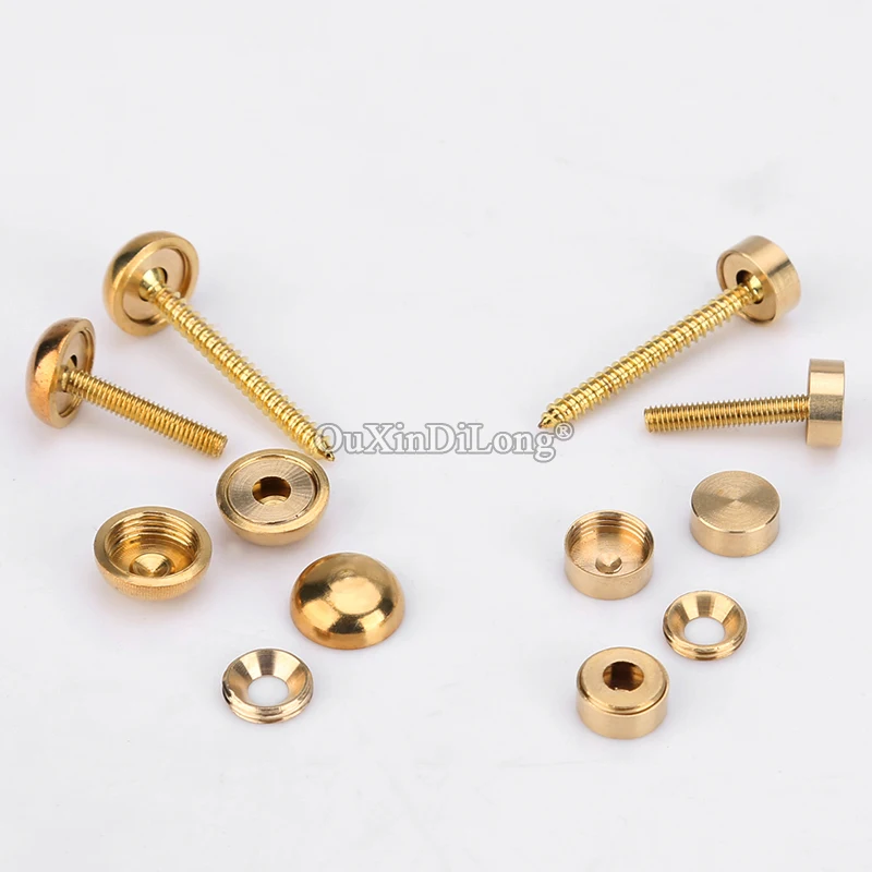 DHL Shipping 500PCS Pure Brass Advertisement Mirror Nails Board Frame Billboard Fasteners Screws Furniture Decorative Caps