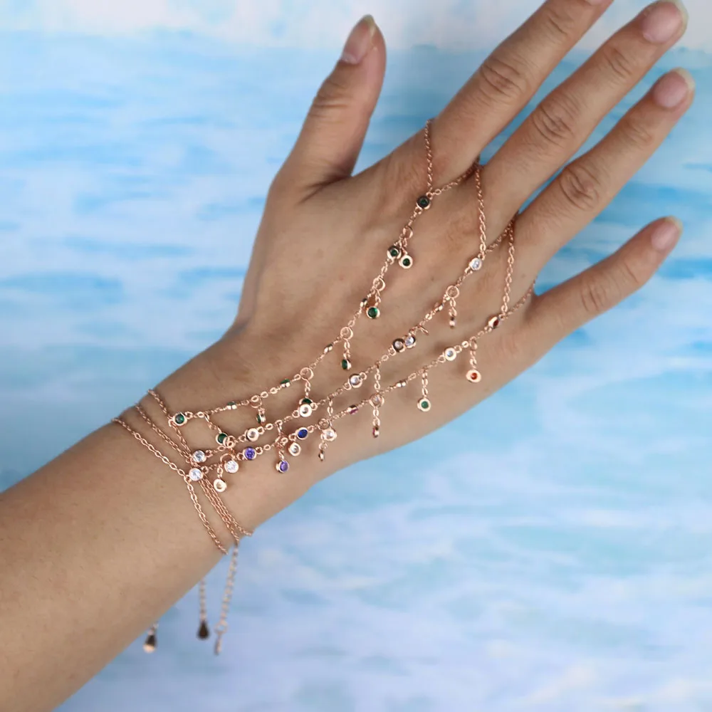 2020 New mix 3 color rose gold color 3mm sparking AAA cz bracelets link chain girl women turkish jewelry pave cz bracelet