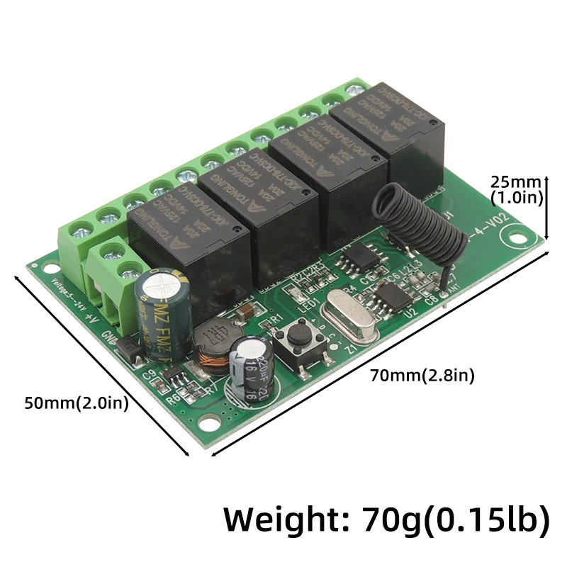 Uniwersalny bezprzewodowy przełącznik zdalnego sterowania 433MHz DC 6-30V 4CH10A odbiornik Rf 1000m nadajnik zasięgu do garażu/bramy/silnika/światła