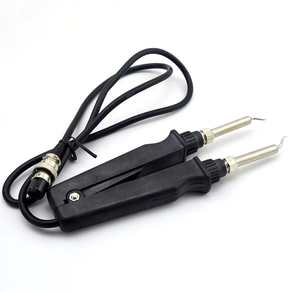 902 Double Soldering Iron Electric Heating Clamp Tweezer Handle Clip Heating Plier Soldering Station with Long Elbow Tip