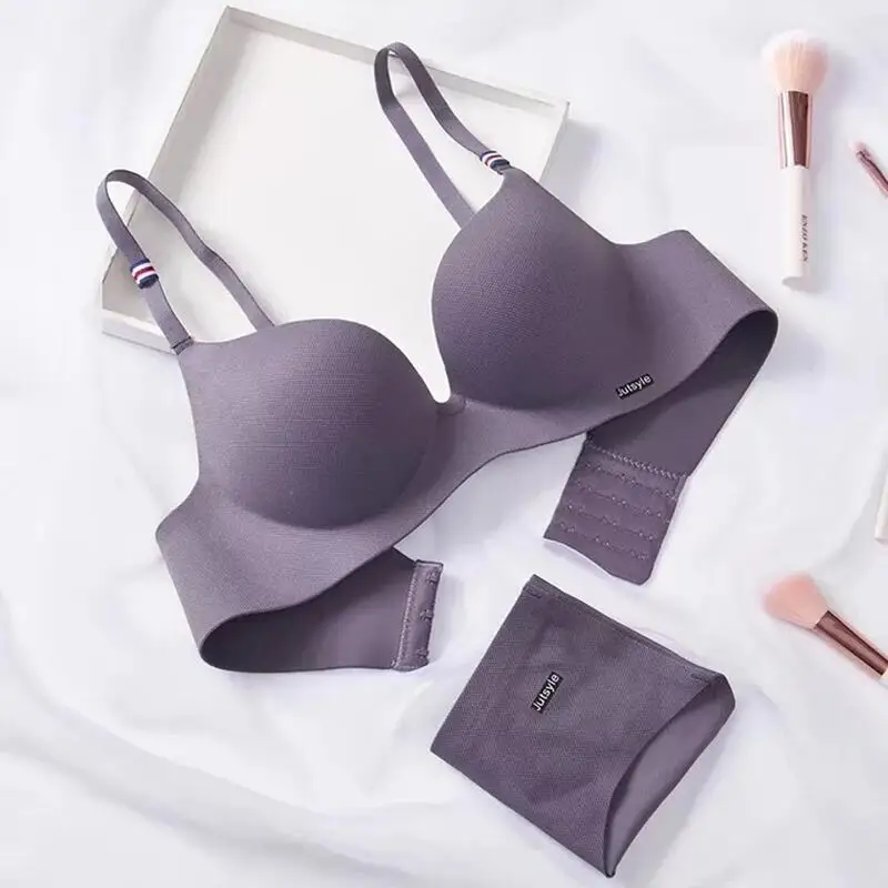 Fashion British Style Bra Soft Without Steel Ring Women's Brassiere Breathable Non-removable shoulder strap Gather Bralette image 4