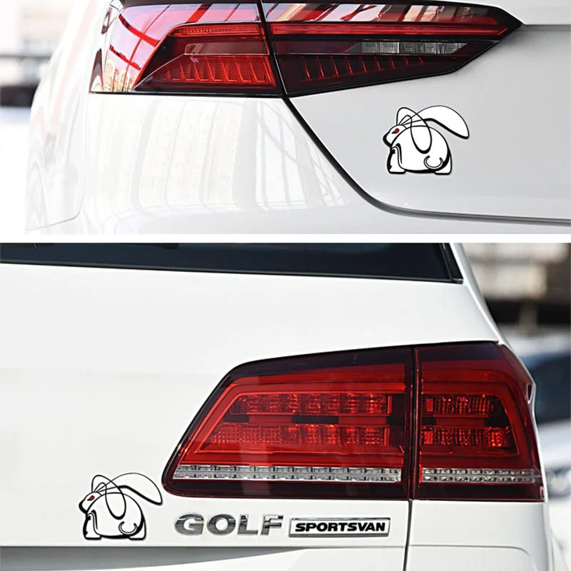 3D Metall Roten Laufenden Kaninchen Emblem Auto Aufkleber Hinten Stamm Abzeichen für Polo Golf 4 5 7 MK4 mk7 GTI universal Auto Zubehör