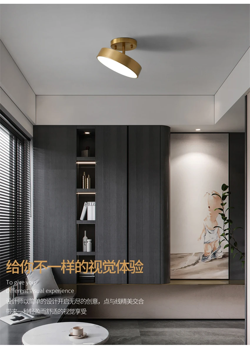 

Modern Copper Circular Aisle Ceiling Light Porch Corridor Balcony Home Decor Lighting Bathroom Cloakroom LED Luxury Ceiling Lamp