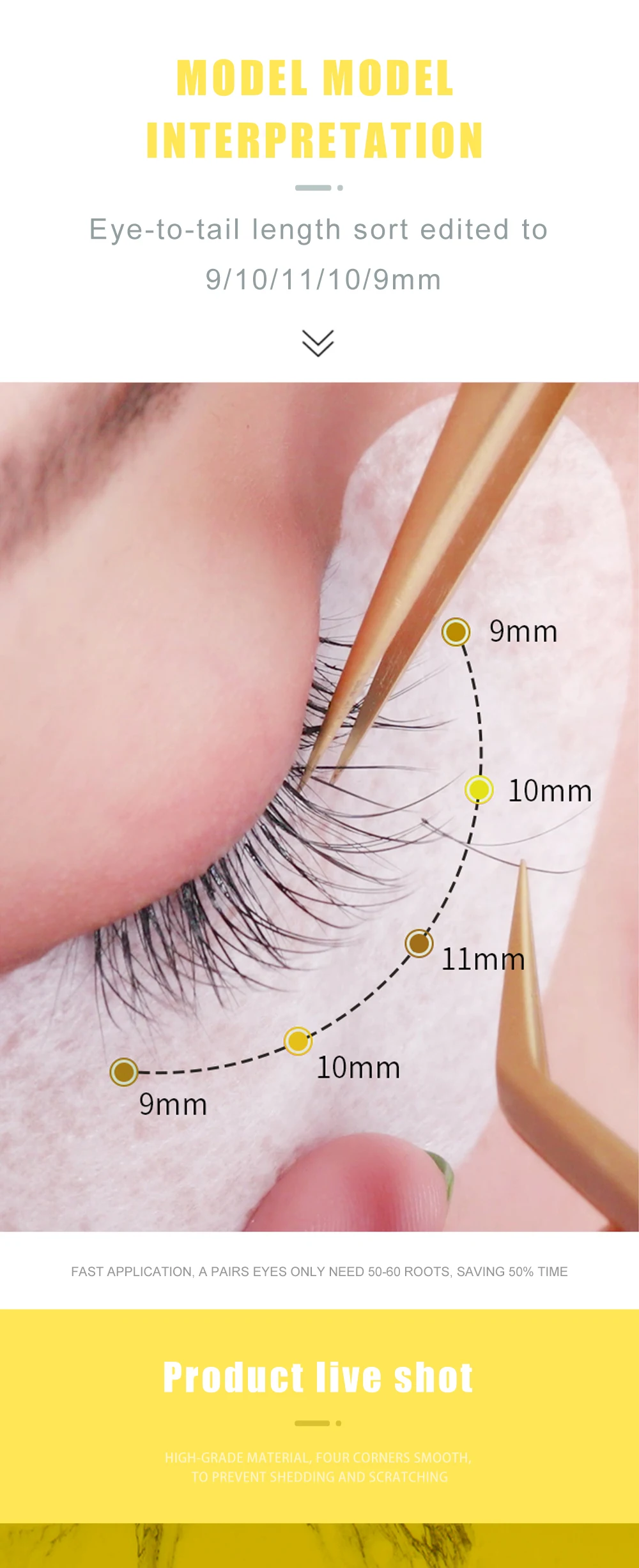 DeceMars YY Shape Black Brown Eyelashes Extensions Two Tip Lashes C/D Curl High Quality Idividual