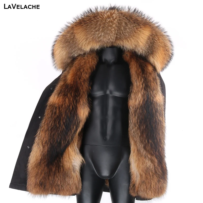 Men Parkas Real Fur Coat Winter Luxury Jacket Real Mink Fur Coats Liner Detachable Long Natural Raccoon Fur Outerwear