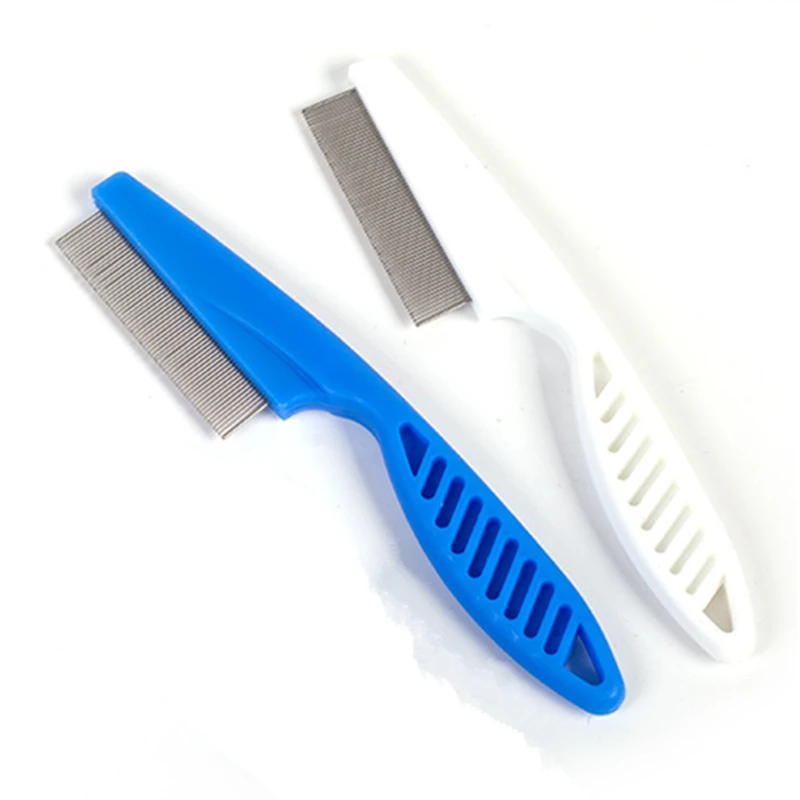 New Cat Dog Metal Nit Head Hair Lice Comb Fine Toothed Flea Flee Handle For Pet Use Scalp Brush