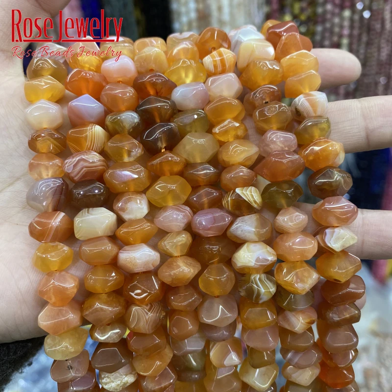 

Wholesale Natural Orange Botswana Stone Beads Faceted Loose Beads For Jewelry Making DIY Making Bracelets Accessories 15" Strand