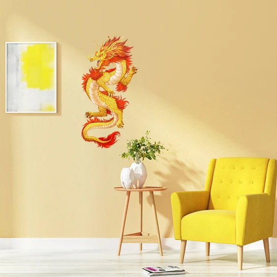 Three Ratels QC559 Solemn classical dragon exquisite art wall stickers