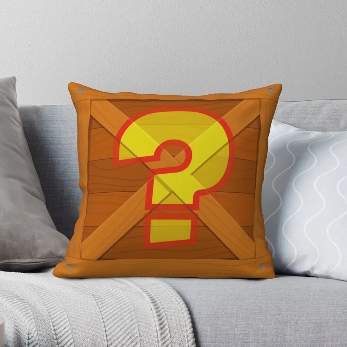 Crash Bandicoo Question Mark Crate Square Pillowcase Polyester Linen Velvet Creative Zip Decor Pillow Case Sofa Cushion Case 18\