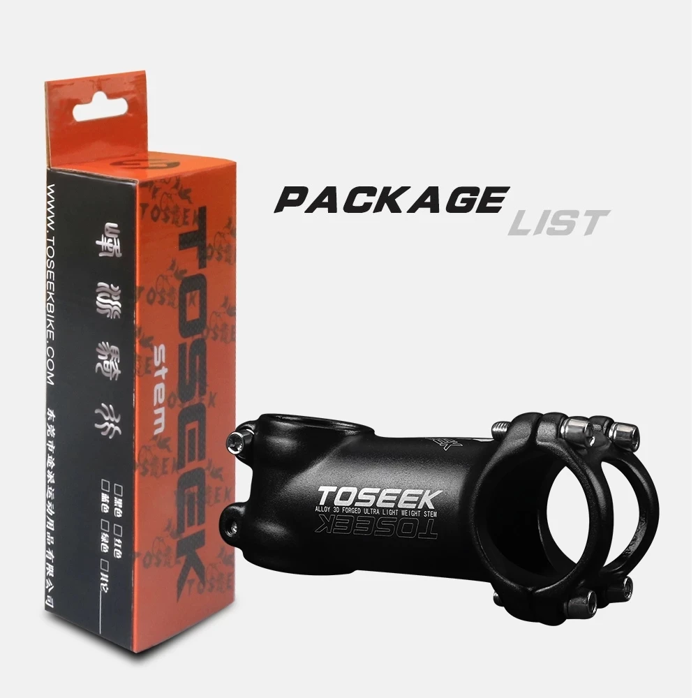 TOSEEK-Ultralight Alumínio Bicicleta Stem, Mountain Bike Acessórios, 7 Graus, 31.8x45mm, 55mm, 60mm, 65mm, 70mm, 80mm, 90mm, 100mm, 110 milímetros,