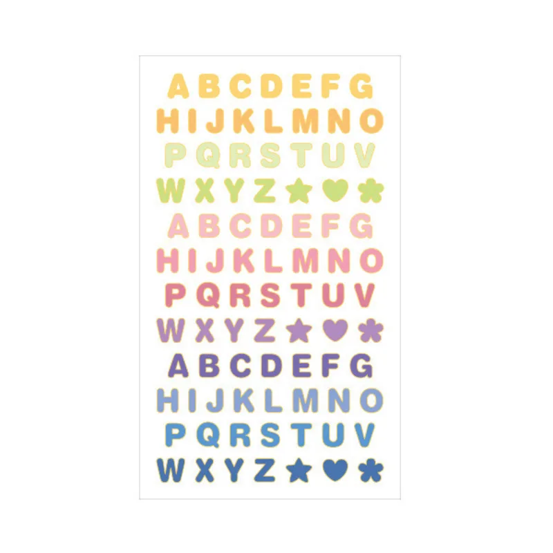 ​Ins Color Alphanumeric Gold Border Label Sticker Translucent PVC Paster Stationery Mobile Phone Notebook Decorative Sticker