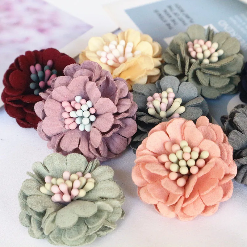 10PCS/Lot 3CM Handmade DIY Fabric Artificial Flowers For Wedding Dress Shoes Hats Decoration
