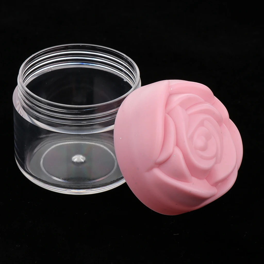 10 pezzi di 20g di Plastica Crema Cosmetica Contenitori con Rosa A Forma di Tappi A Vite, vuoto Campione di Trucco Vasetti Balsamo per le labbra Vaso vaso