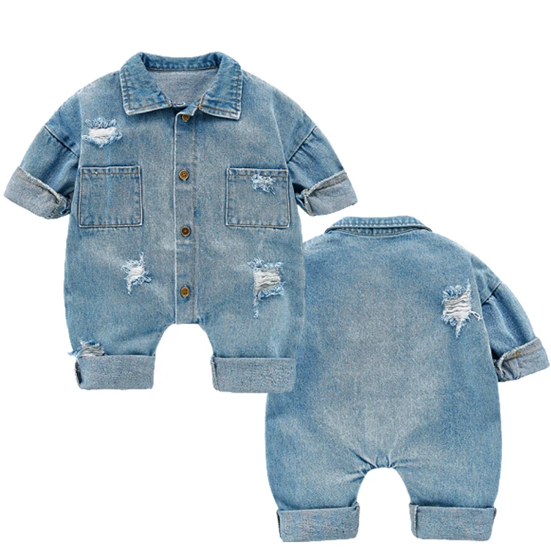 

Newborn Baby Denim Baby Girl Clothes Outfits Baby Boys Rompers Kid Cotton Flexible Hole Denim Costume Girls Infant Jumpsuit