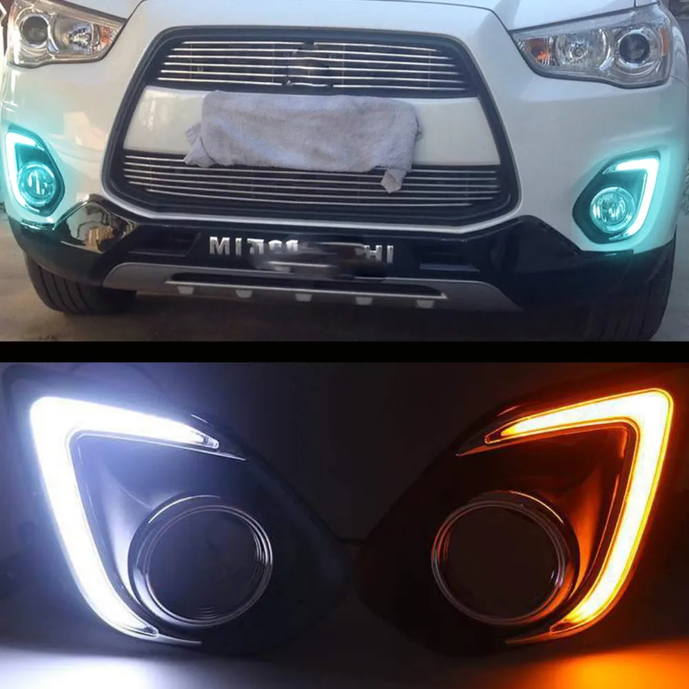 

1 Set For Mitsubishi ASX 2013 2014 LED DRL COB Daytime Running Lights Daylight Waterproof Fog Head Lamp with Signal