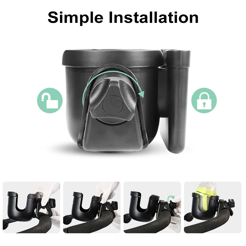 Stroller Cup Holder Universal Cup Holder 2 In 1 Bottle Holder Infant Cup Holder For Buggy Pushchair Wheelchair Bike And More