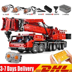 MOULD KING Technical Crane Series The APP RC Motorized Red GMK Mobile Crane Model Building Blocks Bricks Toys Kids Birthday Gift