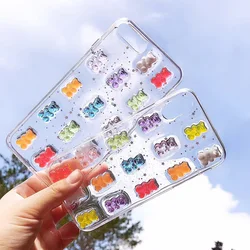 Cute 3D Stereo Candy Gummy Bear Glitter Phone Case For iPhone 15 14 13 12 11Pro Max X XS Max XR 11 13 Promax 14 15 Plus Cover